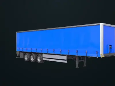 Curtainsider Trailer 4 Variant Collection All PBR Unity Textures Low-poly 3D model