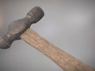 Ball Peen Hammer PBR  Free 3D model
