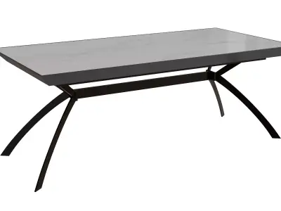 Black Metal White Marble Simple Table Low-poly 3D model