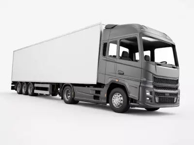 Generic Truck with Trailer Modern Transport Logistics Vehicle 3D model