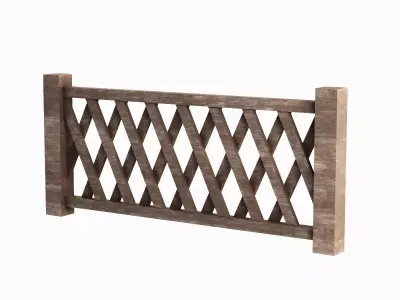 Wooden Fence A 02 Low-poly 3D model
