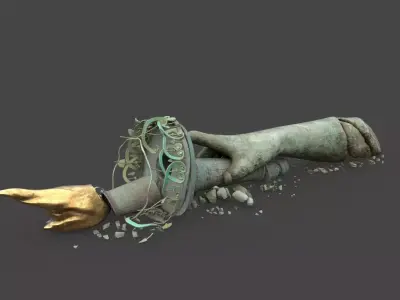 Broken Down  Statue Of Libertys Hand and Torch 3D model