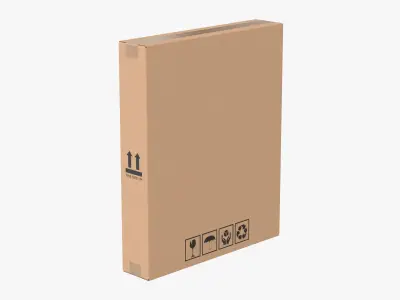 Cardboard Box 50x10x60 Closed 3D model