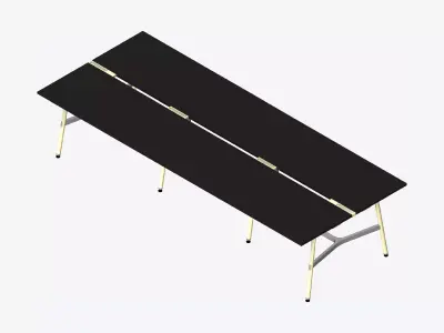 Desk - Timberline - Workstation - Dbl - Side - 6 - Person - Mid Low-poly 3D model
