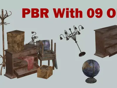 Debris Groundfill Junk Trash Game Ready Low-Poly 3D Model Low-poly 3D model