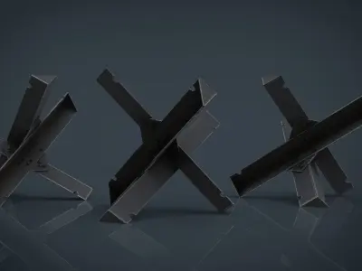 Hedgehog Anti Tank Obstacle Low-poly 3D model