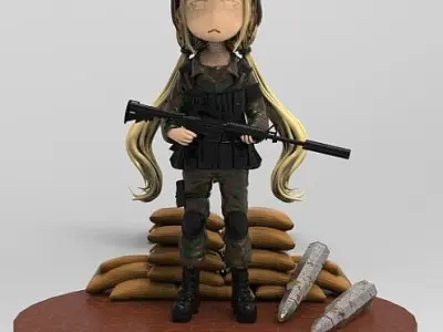 the military girl soldier 3D print model