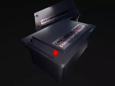 High performance heavy duty DC battery for vehicle  Low-poly 3D model