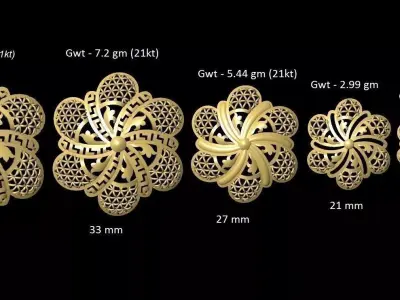 VR-PND2257 gold filigree flower 3D print model