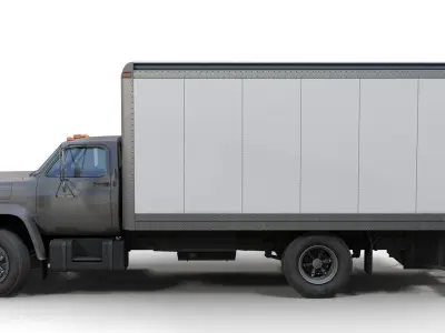 80s Industrial box truck Low-poly 3D model