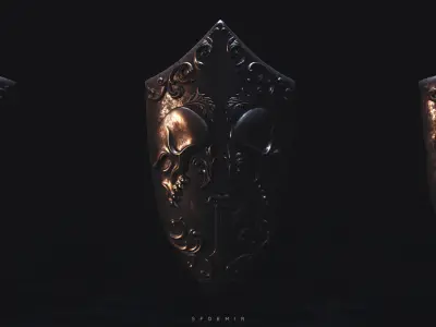 Skeleton Shield Low-poly 3D model