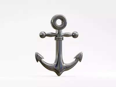 Metallic Ship Anchor Low-poly 3D model
