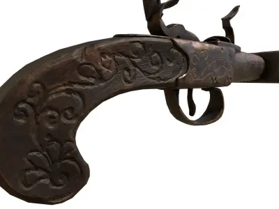 Flintlock Pistol Low-poly 3D model 4