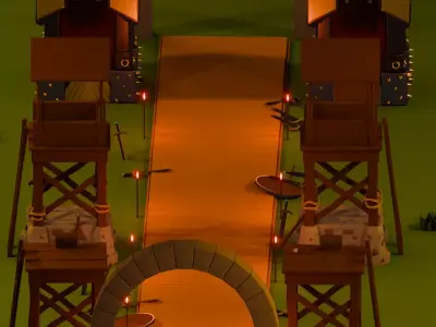 Scenario Tower defense low poly 3D model