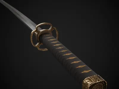 katana samurai sword Low-poly 3D model buy