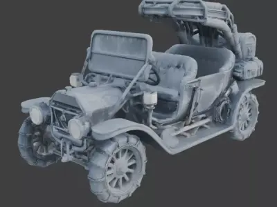 Ancient Arctic Explorer Brass Era Car 3D Model Low-poly 3D model