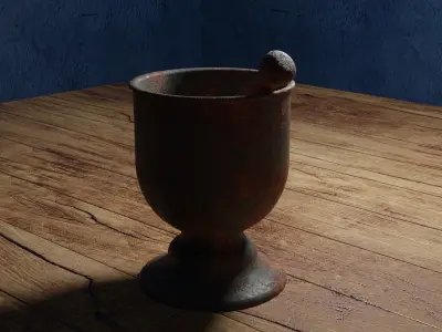Rusted Mortar and Pestle Low-poly 3D model
