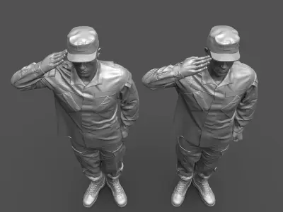 Soldier in military salute pose 3D print model