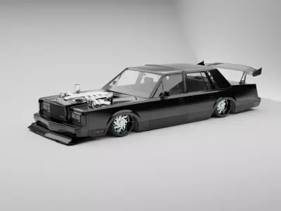 v8 widebody vintage car  Low-poly 3D model