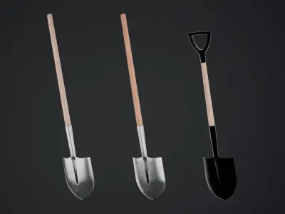 Shovel Low-poly 3D model 4