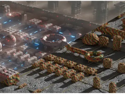 Sci-Fi Space Future Base Colony Kitbash Pack Buildings City 3D model