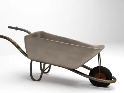 Rusted Wheelbarrow Low-poly 3D model