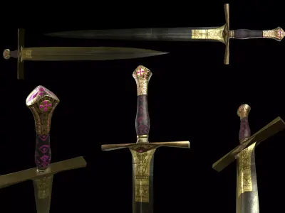 Fantasy Sword Low-poly 3D model 15