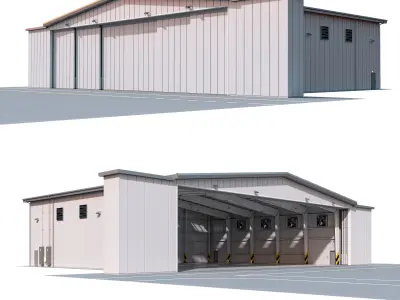 Airplane hangar for business aviation Low-poly 3D model