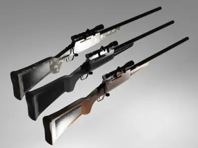 Scoped Bolt Action Sniper Rifle Low-poly 3D model
