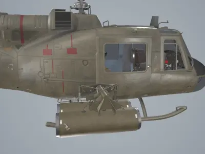 Bell UH-1C US Army Basic Animation Low-poly 3D model