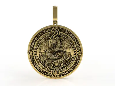 Dragon Circle Pendant 3D print model