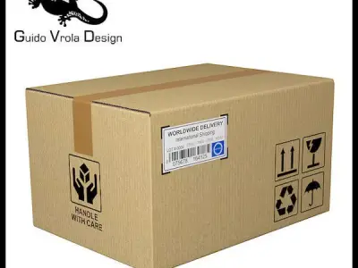 Cardboard box 3D model 2