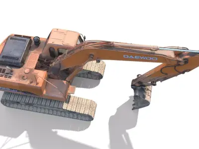 Daewoo Solar 225 LC-V PBR Rigged Excavator Low-poly 3D model