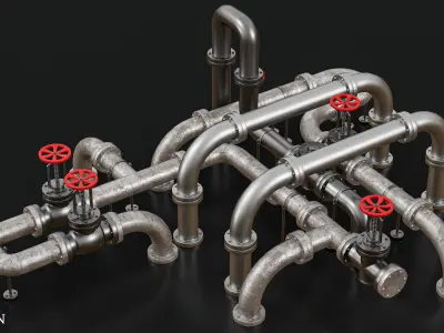 Modular Pipes - Tutorial - 3D Model with texture Low-poly 3D model