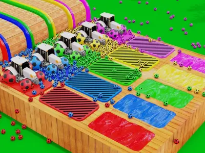 Tractor Vehicle Attacked by School bus using soccer ball 3D model