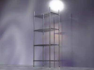 Wire Shelves - 30 inches X 18 inches X 72 inches in chrome Low-poly 3D model