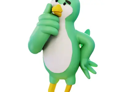 Wonder in the Wings The Green Parrot Mascot Tale Low-poly 3D model