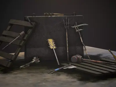 Apocalyptic weapons Low-poly 3D model