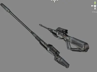 Sniper rifle gun low poly 3D model Low-poly 3D model
