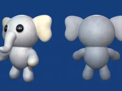 Stylized Stuffed Elephant Low-poly 3D model