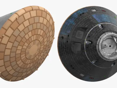 Spacecraft Crew Capsule with Heat Shield Black 3D model
