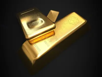 Gold Bars Bundle Low-poly 3D model
