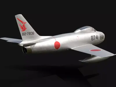 F-86 Sabre JASDF No Landing Gear Low-poly 3D model