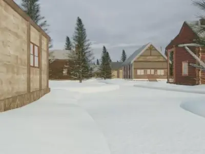 Winter Cabin Village 3D model