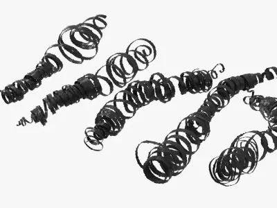 Burnt Steel Shavings from Lathe Operation Black 3D model