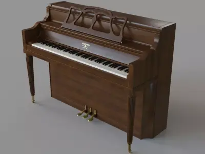 Hardman Vintage Traditional Walnut Console Piano 3D model