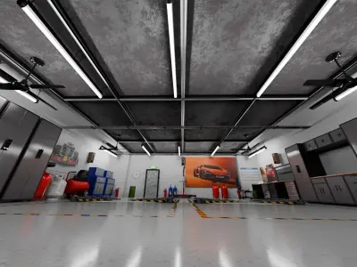 Garage Rigged  Animated 3D model