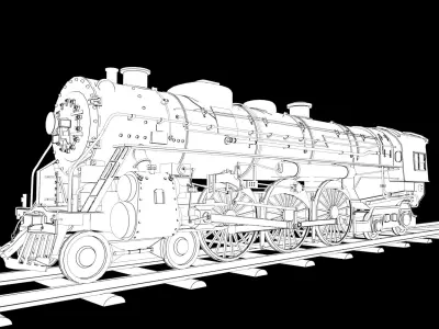 steam engine locomotive Low-poly 3D model purchase