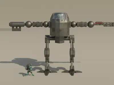 Alien Mech Suit and Alien Soldier Low-poly 3D model