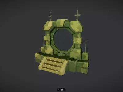 military sci-fi portal structure with console 3D model